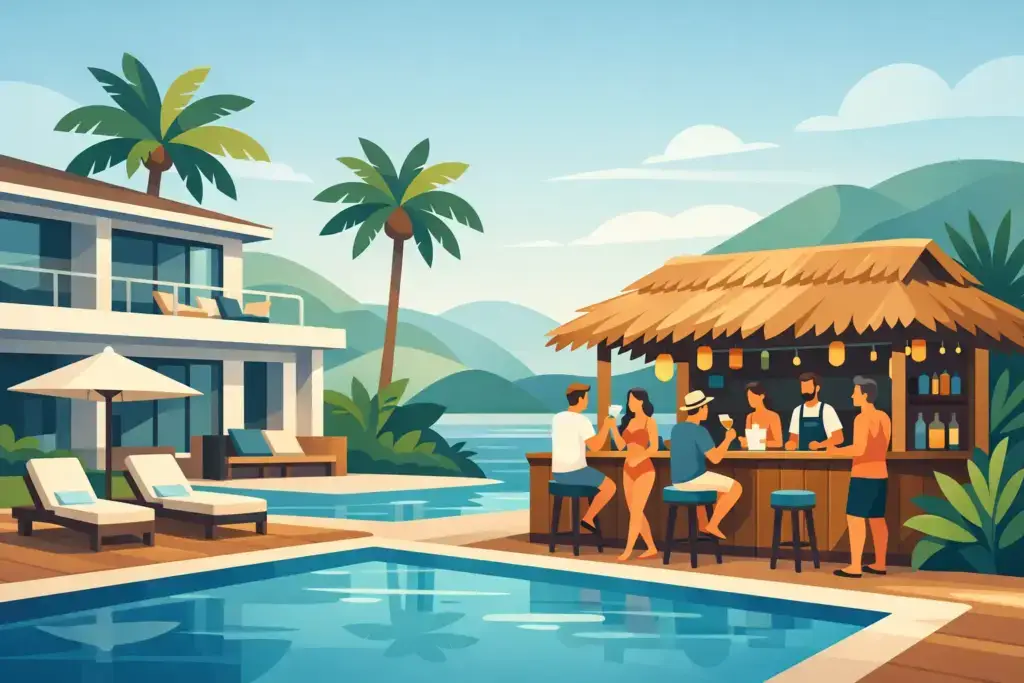 Luxury Rental with Tiki Bar for Group Stays
